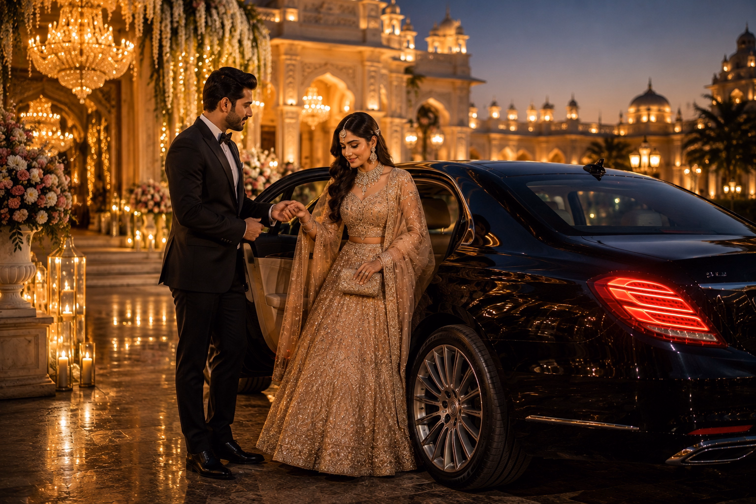 Luxury wedding car for reception arrival in Jaipur